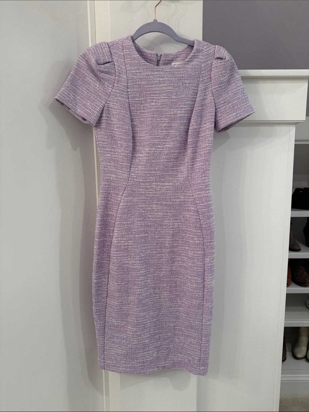 Calvin Klein Lilac Textured Short-Sleeve Midi Dress
